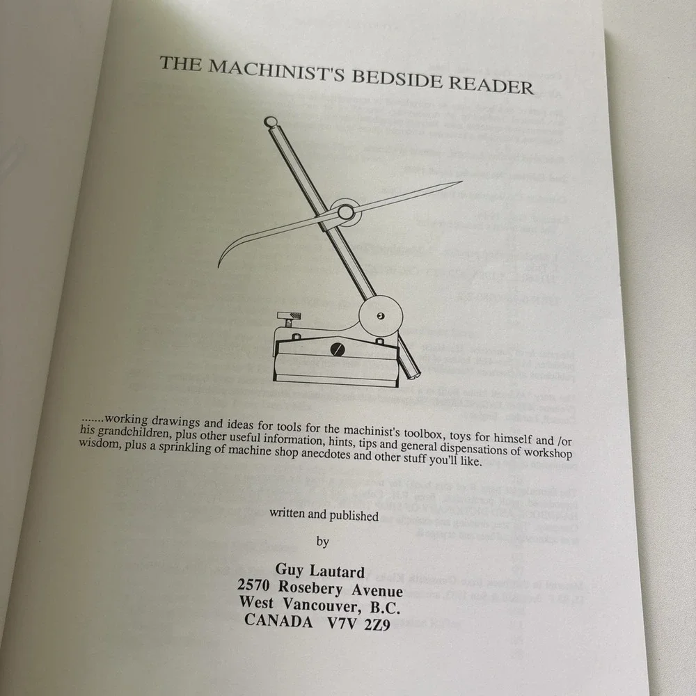 1986 Book MACHINIST'S BEDSIDE READER Guy Lautard 2nd Printing